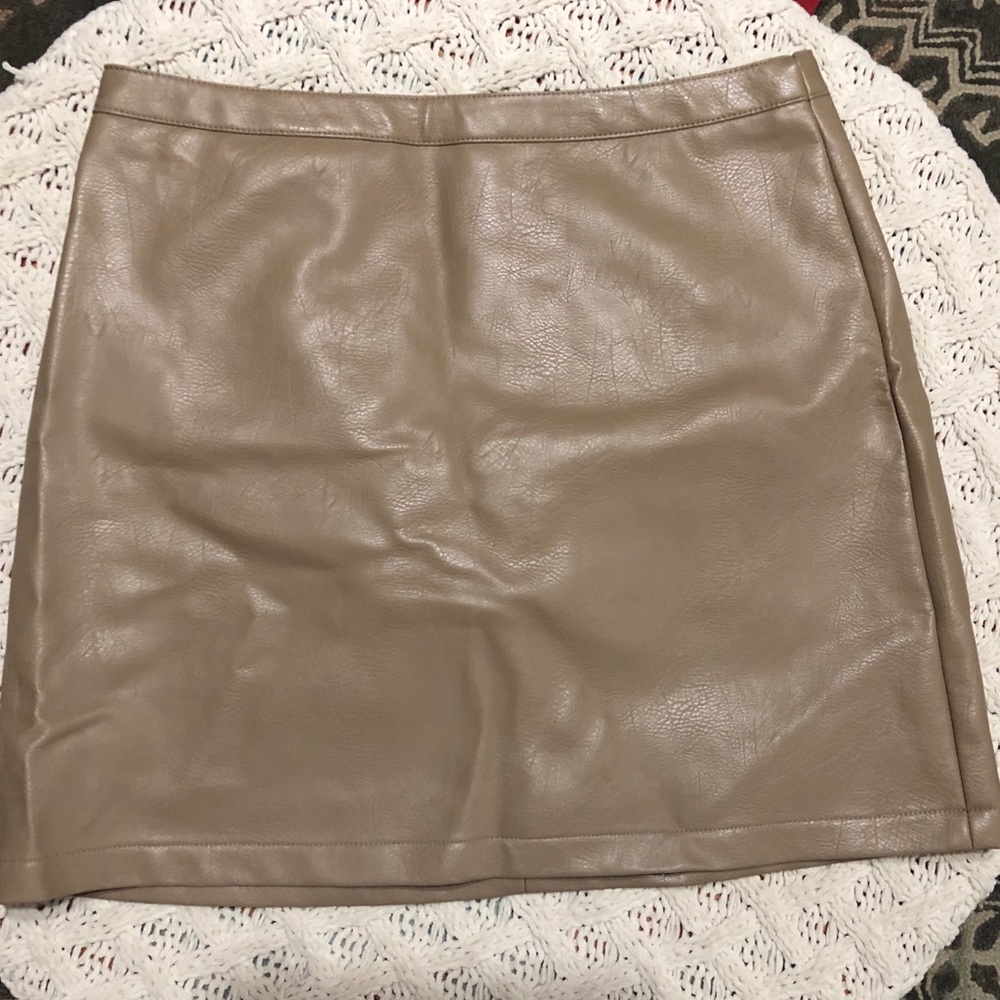 Tan Faux Leather Skirt